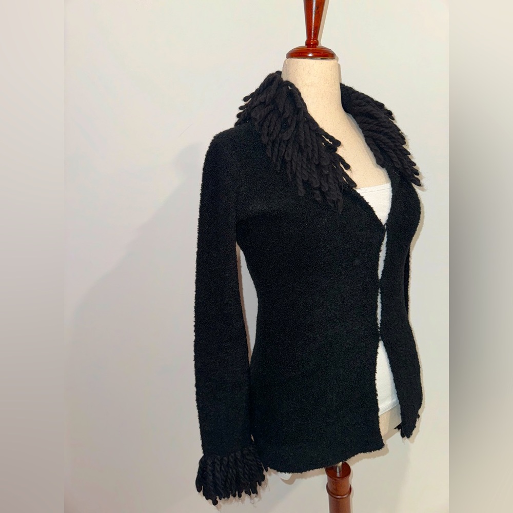 Free People - Rare Black Wool Blend Cardigan with Yarn collar